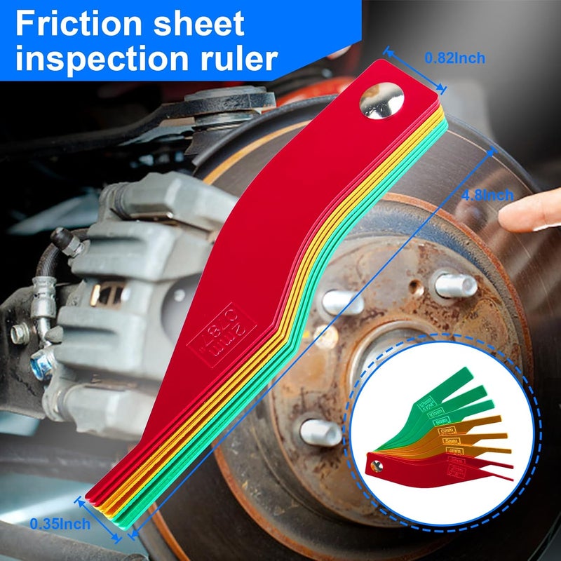 ptiysta Brake Disc Measuring Tool, 8-Piece SAE Gauge Measuring Metric Steel Structure Thickness Gauge, Color Coded Gauge Size, Measuring Disc and Drum Brake Pad Gauge - Image 3
